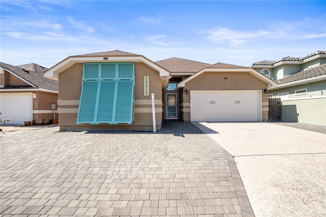 view of front of property with a garage