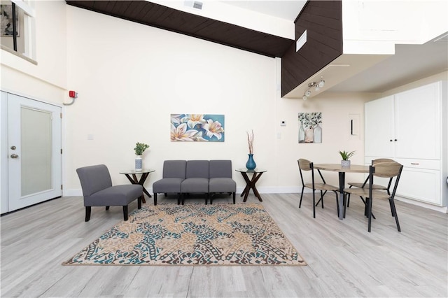 living area featuring light wood finished floors