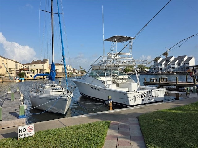 dock area featuring a water view