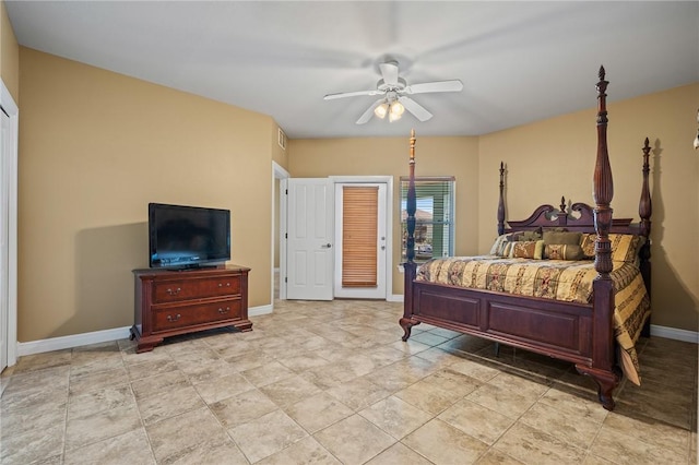 227 Windjammer St, Rockport, TX 78382 - bedroom with baseboards and a ceiling fan