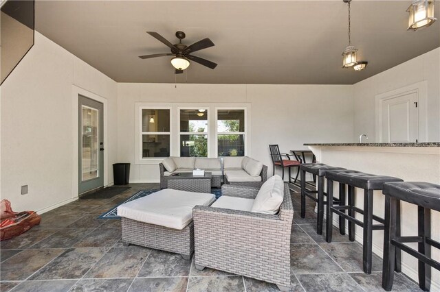 15229 Capstan St, Corpus Christi, TX 78418 - view of patio featuring outdoor lounge area and a ceiling fan