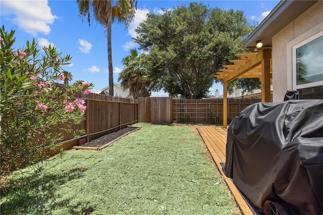 15229 Capstan St, Corpus Christi, TX 78418 - fenced backyard featuring a deck and a pergola