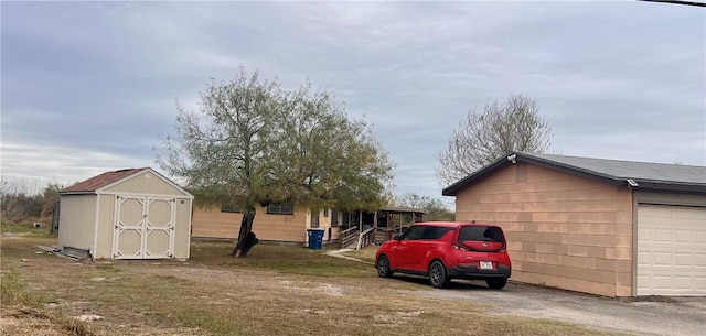 exterior space with a storage unit