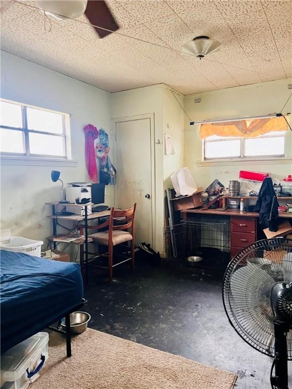 miscellaneous room with ceiling fan and a wealth of natural light