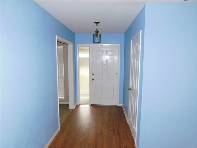 foyer with dark hardwood / wood-style flooring