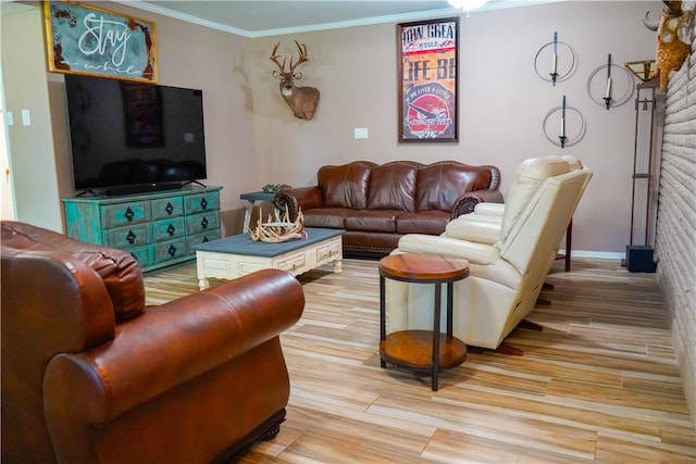1508 Roosevelt Dr, Alice, TX 78332 - living room with light wood-style flooring and crown molding