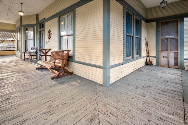 deck featuring covered porch