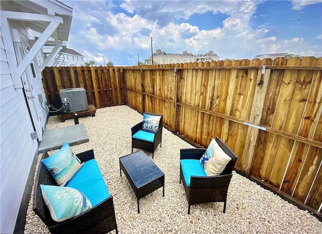 view of patio / terrace featuring central AC unit