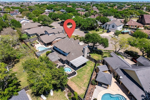 birds eye view of property featuring a residential view