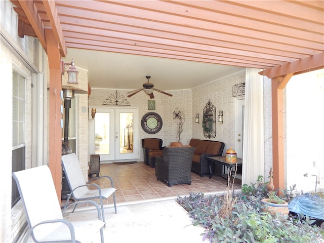 view of patio / terrace featuring a pergola and ceiling fan