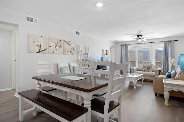 5973 State Highway 361 Unit 123, Port Aransas, TX 78373 - dining room featuring light wood-type flooring and a ceiling fan