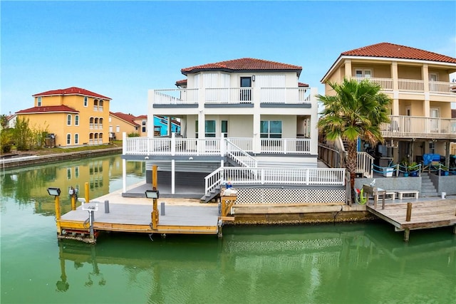 738 Crown Hbr, Corpus Christi, TX 78402 - dock area with a water view and stairs