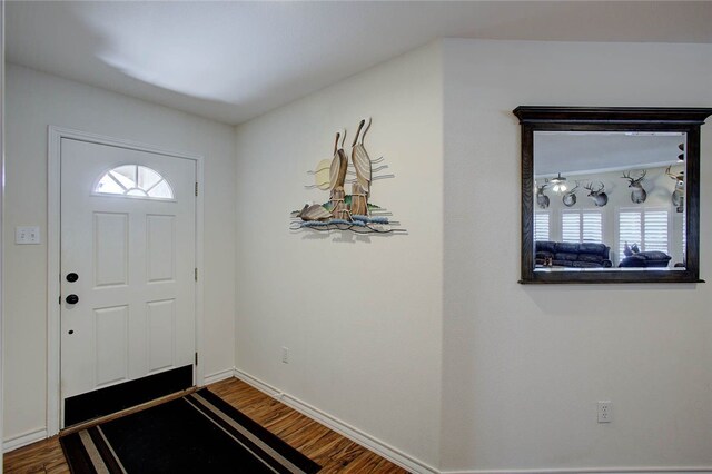 foyer featuring dark hardwood / wood-style floors