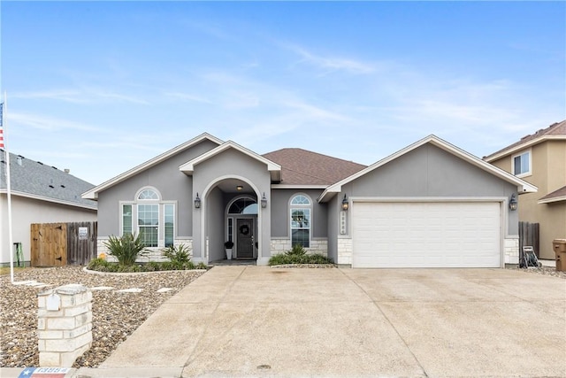 single story home with a garage