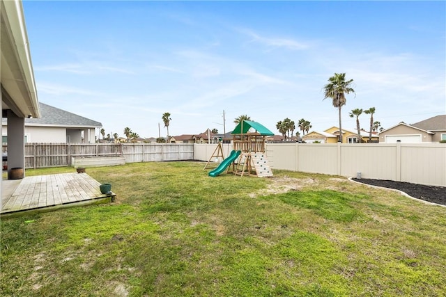 view of yard featuring a playground