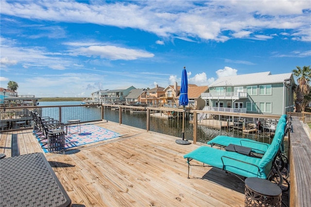 view of dock featuring a water view