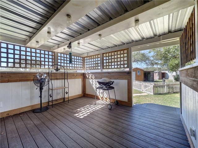 wooden terrace with fence