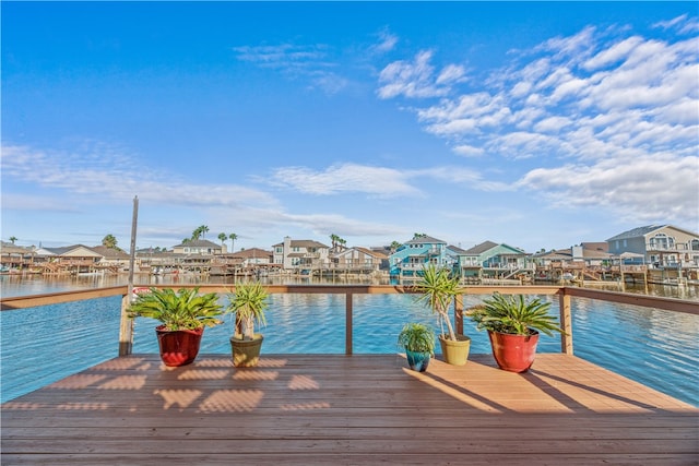 dock area featuring a water view