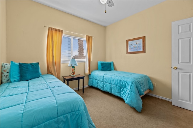 bedroom with carpet and ceiling fan