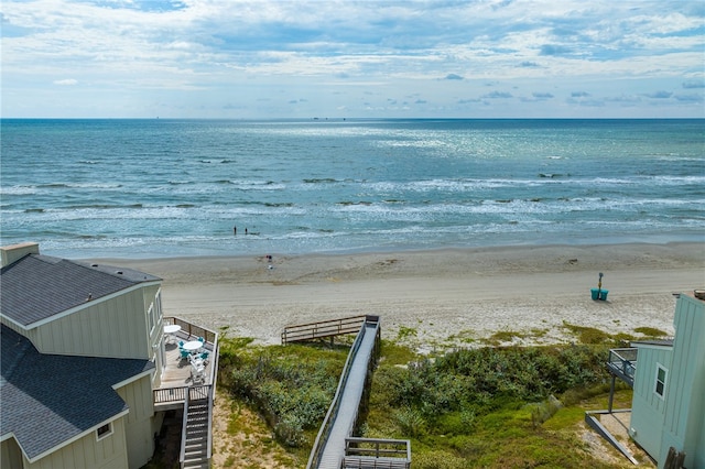 property view of water featuring a view of the beach