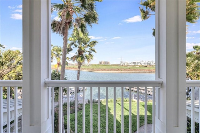 balcony with a water view