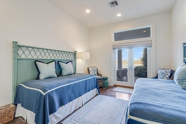 bedroom with french doors and access to outside