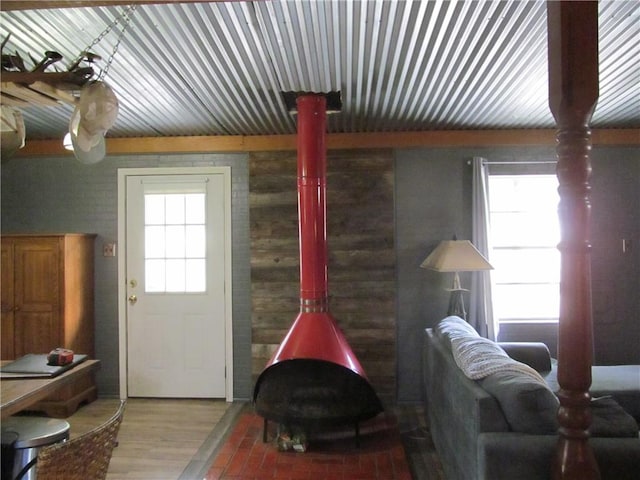 119 Horse Shoe Clf, Sandia, TX 78383 - living room with a wood stove