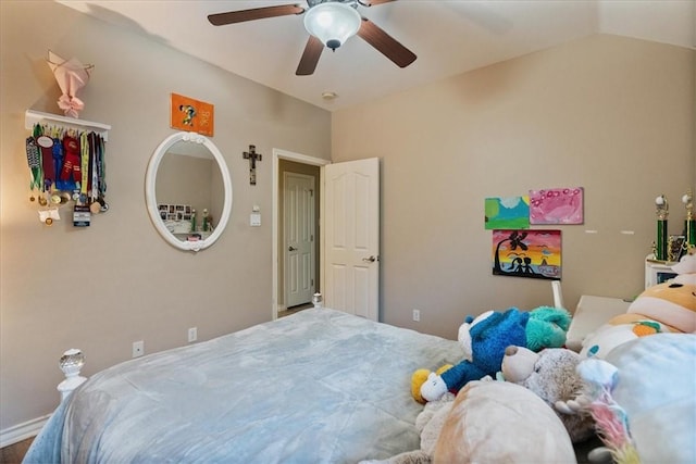 2618 Gentle Wind Ave, Corpus Christi, TX 78414 - bedroom with ceiling fan and vaulted ceiling