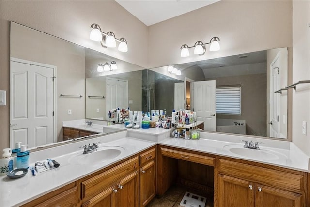 2618 Gentle Wind Ave, Corpus Christi, TX 78414 - bathroom with double vanity and tile patterned flooring