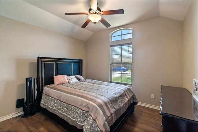 2618 Gentle Wind Ave, Corpus Christi, TX 78414 - bedroom with lofted ceiling, dark wood finished floors, and a ceiling fan