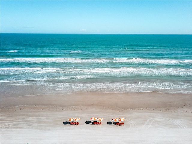 property view of water featuring a view of the beach