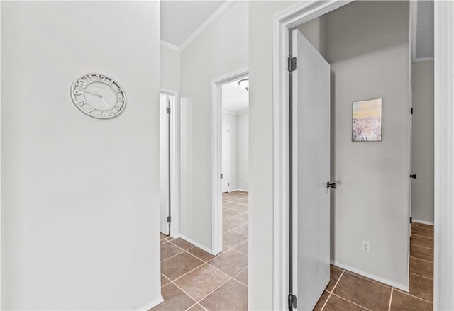 1182 Lee Rd, Aransas Pass, TX 78336 - hall with crown molding and tile patterned flooring