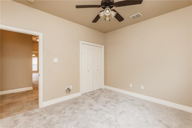 7510 Beau Terre, Corpus Christi, TX 78414 - unfurnished bedroom featuring a closet, baseboards, carpet floors, and a ceiling fan