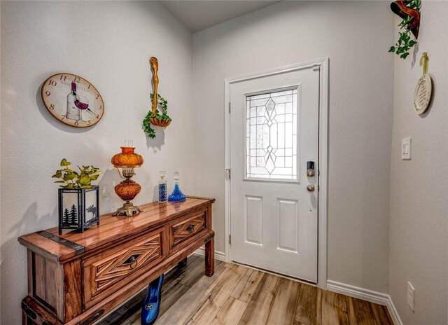 entryway with light wood-type flooring