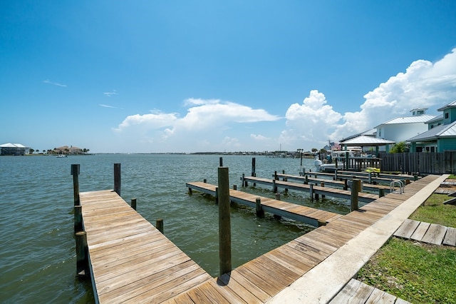 dock area featuring a water view and a gazebo