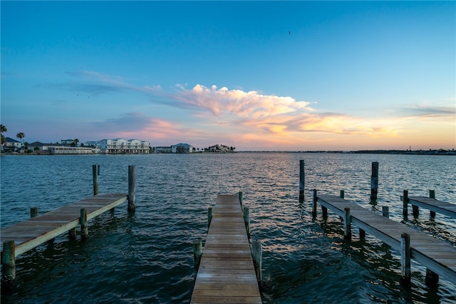 dock area featuring a water view