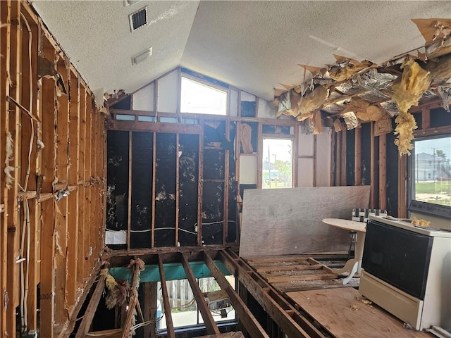 602 N Sandpiper, Ingleside, TX 78362 - miscellaneous room featuring vaulted ceiling, a textured ceiling, and healthy amount of natural light