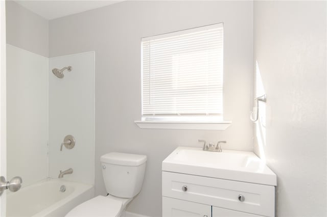 full bathroom with vanity, shower / bathing tub combination, and toilet