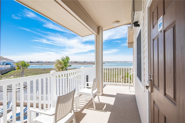 balcony with a water view