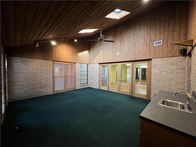 interior space featuring a skylight