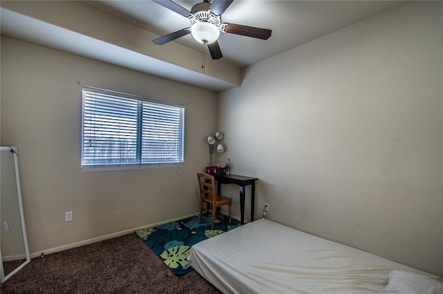 bedroom with carpet flooring and ceiling fan