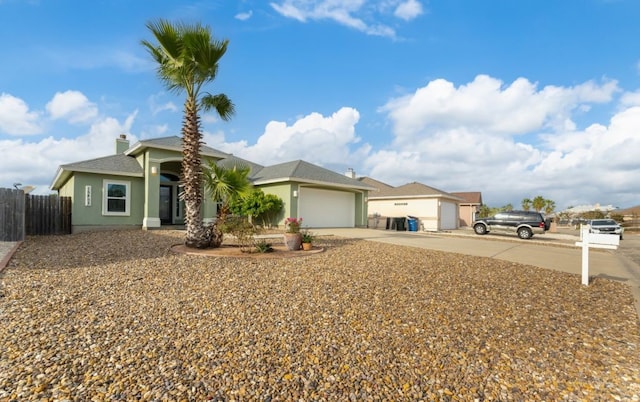 single story home with a garage