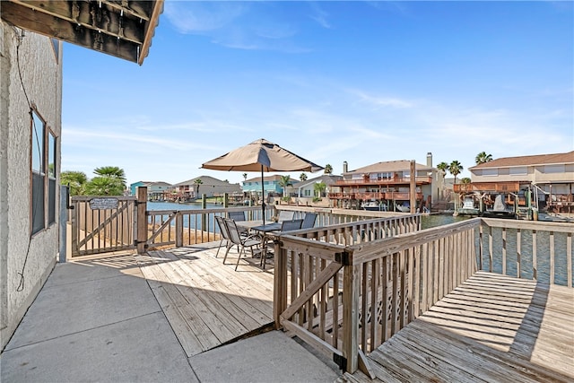 deck with a water view