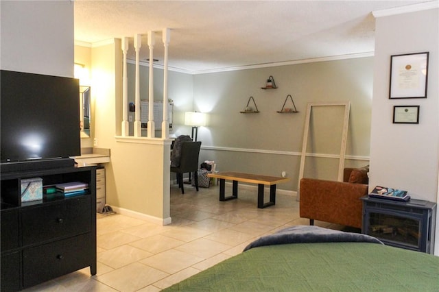 5306 Crestwick Dr, Corpus Christi, TX 78413 - living area featuring ornamental molding and light tile patterned floors
