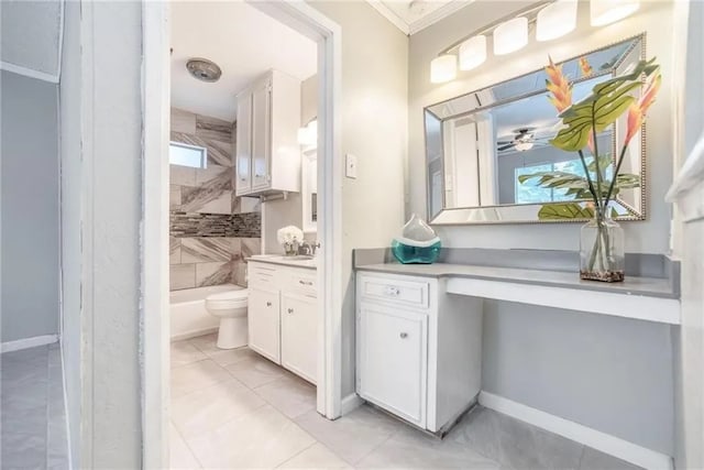 5306 Crestwick Dr, Corpus Christi, TX 78413 - full bath with vanity, crown molding, shower / tub combination, and tile patterned flooring