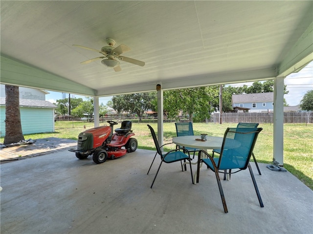 view of patio with ceiling fan