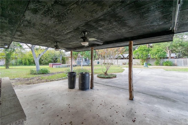 view of patio with ceiling fan