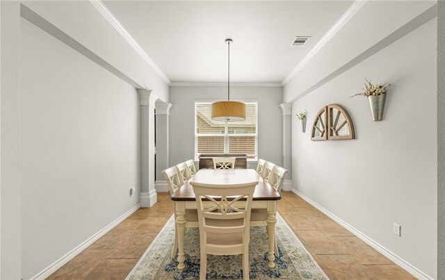 7502 Stampede Dr, Corpus Christi, TX 78414 - dining area with ornamental molding and light stone finish floors