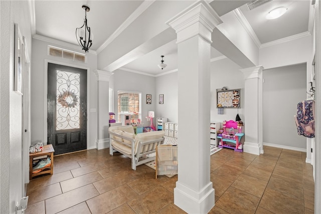 7502 Stampede Dr, Corpus Christi, TX 78414 - tiled entryway with decorative columns and crown molding