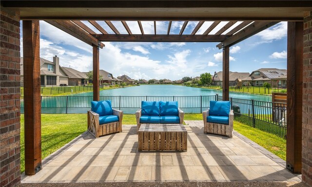 7502 Stampede Dr, Corpus Christi, TX 78414 - fenced backyard featuring a pergola, a residential view, and a water view